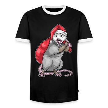 Beutelratte Weihnachten Weihnachtssack - Männer Kontrast-T-Shirt - Schwarz/Weiß - Vorne - AI Model Female 172 light (172cm) & AI Model Male 178 light (178cm)