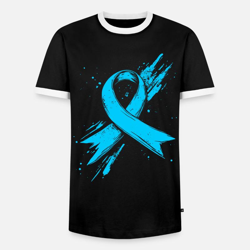 Prostata Krebs Bewusstein Schleife Hellblau - Männer Kontrast-T-Shirt - Schwarz/Weiß