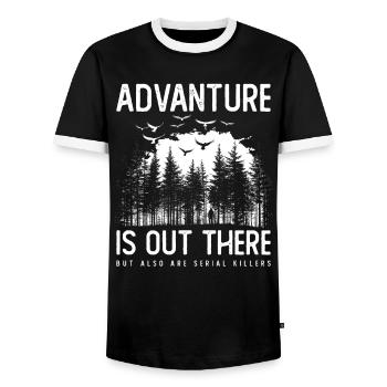 Crime Tueur en série Vrai crime Satire Randonnée - T-shirt contrasté Homme - noir/blanc - Devant - AI Model Female 172 light (172cm) & AI Model Male 178 light (178cm)