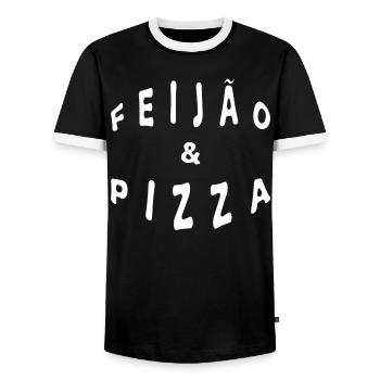 Italo Brasilianer Italiener Feijao &Pizza Geschenk - Männer Kontrast-T-Shirt - Schwarz/Weiß - Vorne - AI Model Female 172 light (172cm) & AI Model Male 178 light (178cm)