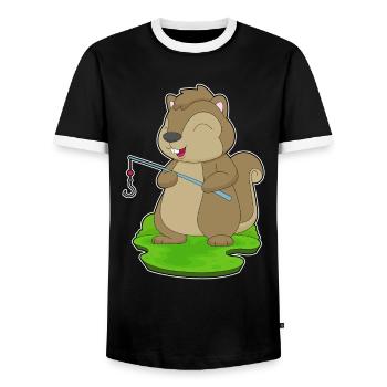 Pêche à la canne à pêche Squirrel Angler - T-shirt contrasté Homme - noir/blanc - Devant - AI Model Female 172 light (172cm) & AI Model Male 178 light (178cm)