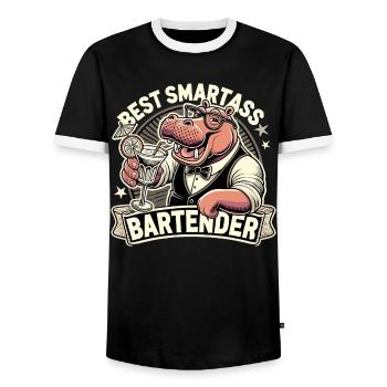 Barkeeper Barmann Nilpferd Flusspferd Geschenk - Männer Kontrast-T-Shirt - Schwarz/Weiß - Vorne - AI Model Female 172 light (172cm) & AI Model Male 178 light (178cm)