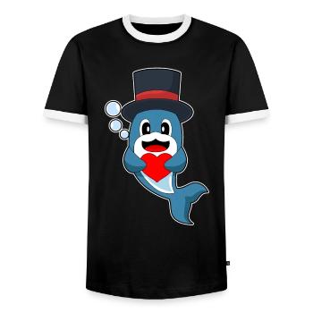 Dauphin Marié Coeur Mariage - T-shirt contrasté Homme - noir/blanc - Devant - AI Model Female 172 light (172cm) & AI Model Male 178 light (178cm)