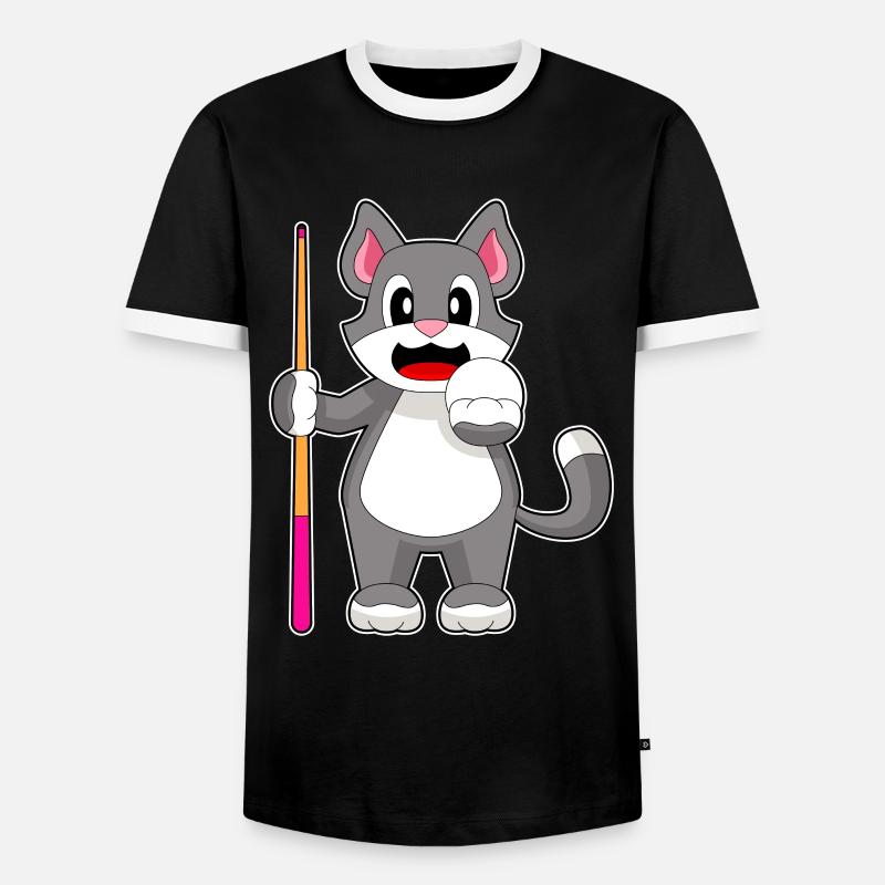 Katze Billiard Queue - Männer Kontrast-T-Shirt - Schwarz/Weiß