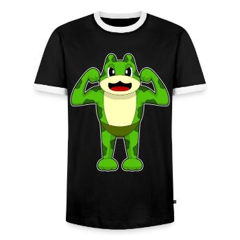 Frog Bodybuilder Bodybuilding Sport - Men's Ringer Shirt - black/white - Front - AI Model Female 172 light (172cm) & AI Model Male 178 light (178cm)