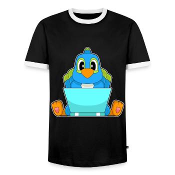 Ordinateur portable Parrot - T-shirt contrasté Homme - noir/blanc - Devant - AI Model Female 172 light (172cm) & AI Model Male 178 light (178cm)