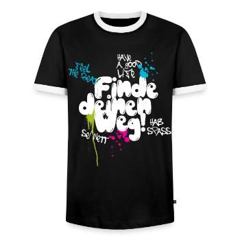 Finde Deinen Weg Graffiti Typo - Männer Kontrast-T-Shirt - Schwarz/Weiß - Vorne - AI Model Female 172 light (172cm) & AI Model Male 178 light (178cm)