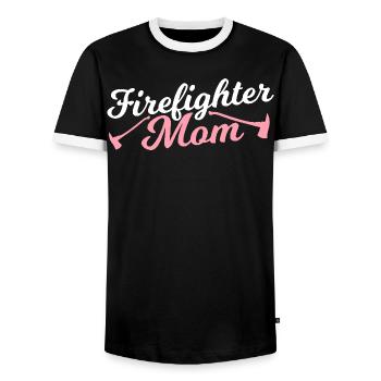 Feuerwehr Mama - Männer Kontrast-T-Shirt - Schwarz/Weiß - Vorne - AI Model Female 172 light (172cm) & AI Model Male 178 light (178cm)