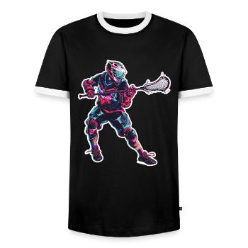 Graphiques de joueur de crosse - T-shirt contrasté Homme - noir/blanc - Devant - AI Model Female 172 light (172cm) & AI Model Male 178 light (178cm)