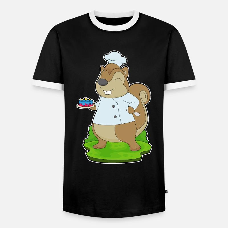 Squirrel Birthday Chef - Men's Ringer Shirt - black/white