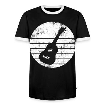 Ukulele Drawing - Men's Ringer Shirt - black/white - Front - AI Model Female 172 light (172cm) & AI Model Male 178 light (178cm)