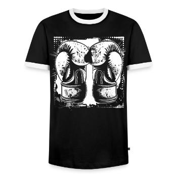 Boxhandschuhe Skizze - Männer Kontrast-T-Shirt - Schwarz/Weiß - Vorne - AI Model Female 172 light (172cm) & AI Model Male 178 light (178cm)