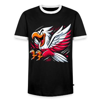 Polska Poland Eagle Flag Cartoon Gift - Men's Ringer Shirt - black/white - Front - AI Model Female 172 light (172cm) & AI Model Male 178 light (178cm)