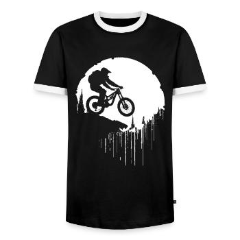 Vététistes - T-shirt contrasté Homme - noir/blanc - Devant - AI Model Female 172 light (172cm) & AI Model Male 178 light (178cm)