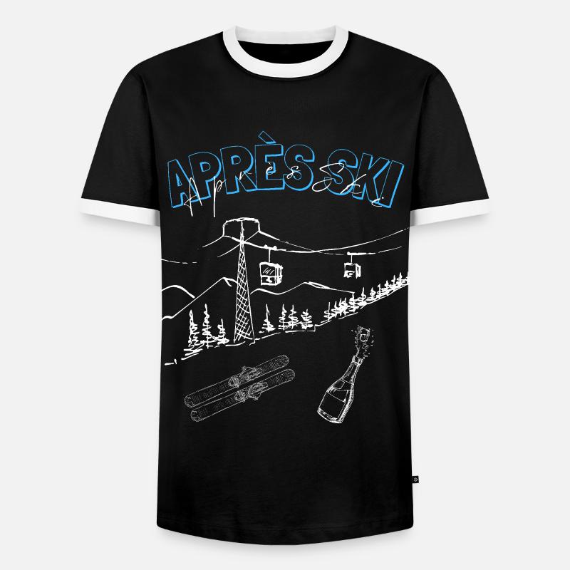 Cooler Unisex-After-Ski-Pullover, Après-Ski - Männer Kontrast-T-Shirt - Schwarz/Weiß