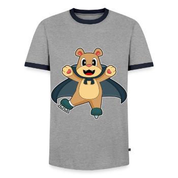 Bär Halloween Eislaufen - Men's Ringer Shirt - grey/navy  - Front - AI Model Female 172 light (172cm) & AI Model Male 178 light (178cm)