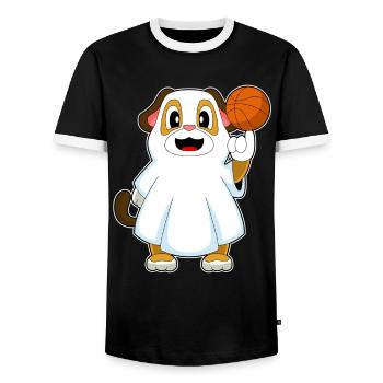 Hund Halloween Basketball - Männer Kontrast-T-Shirt - Schwarz/Weiß - Vorne - AI Model Female 172 light (172cm) & AI Model Male 178 light (178cm)