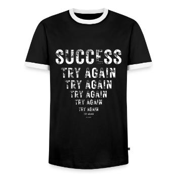 Success Motivation Perseverance Hustle - Men's Ringer Shirt - black/white - Front - AI Model Female 172 light (172cm) & AI Model Male 178 light (178cm)