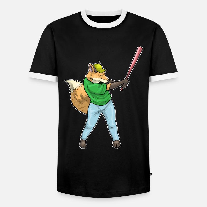 Fuchs Baseball Baseballschläger - Männer Kontrast-T-Shirt - Schwarz/Weiß