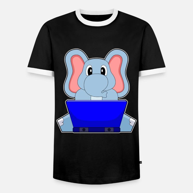 Elephant Laptop - Men's Ringer Shirt - black/white