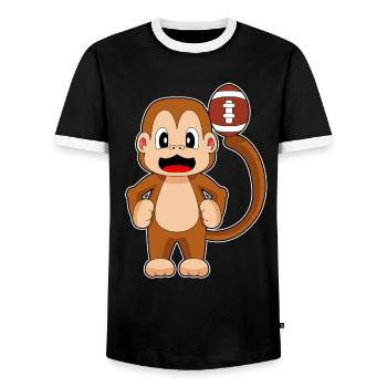 Monkey American Football Sports - Men's Ringer Shirt - black/white - Front - AI Model Female 172 light (172cm) & AI Model Male 178 light (178cm)