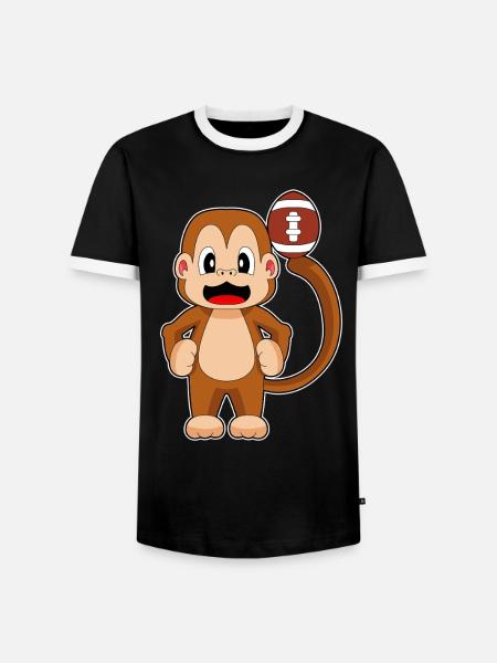 Monkey American Football Sports - Men's Ringer Shirt - black/white