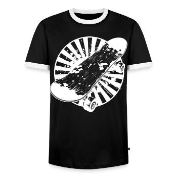 Skateboard Graphics - Men's Ringer Shirt - black/white - Front - AI Model Female 172 light (172cm) & AI Model Male 178 light (178cm)