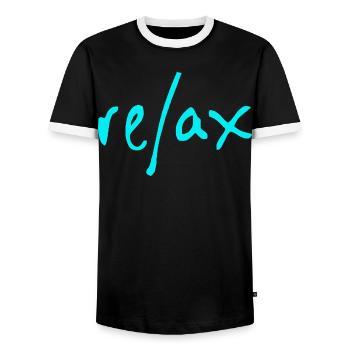 relax cool chill - Men's Ringer Shirt - black/white - Front - AI Model Female 172 light (172cm) & AI Model Male 178 light (178cm)
