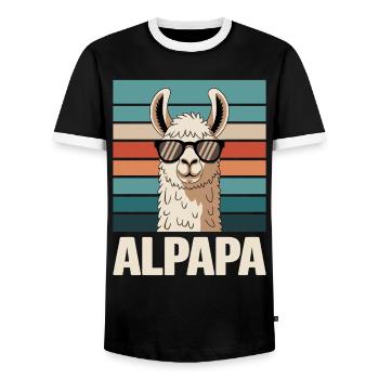 Papa Alpaga Papa Drôle Lama Cadeau de Fête des Pères - T-shirt contrasté Homme - noir/blanc - Devant - AI Model Female 172 light (172cm) & AI Model Male 178 light (178cm)