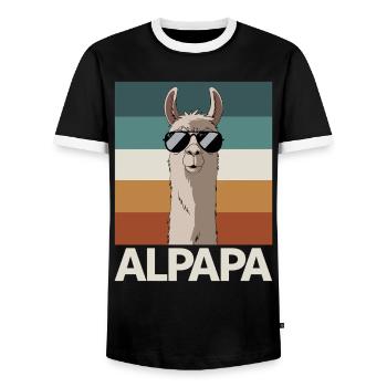 Papa Alpaga Papa Drôle Lama Cadeau de Fête des Pères - T-shirt contrasté Homme - noir/blanc - Devant - AI Model Female 172 light (172cm) & AI Model Male 178 light (178cm)