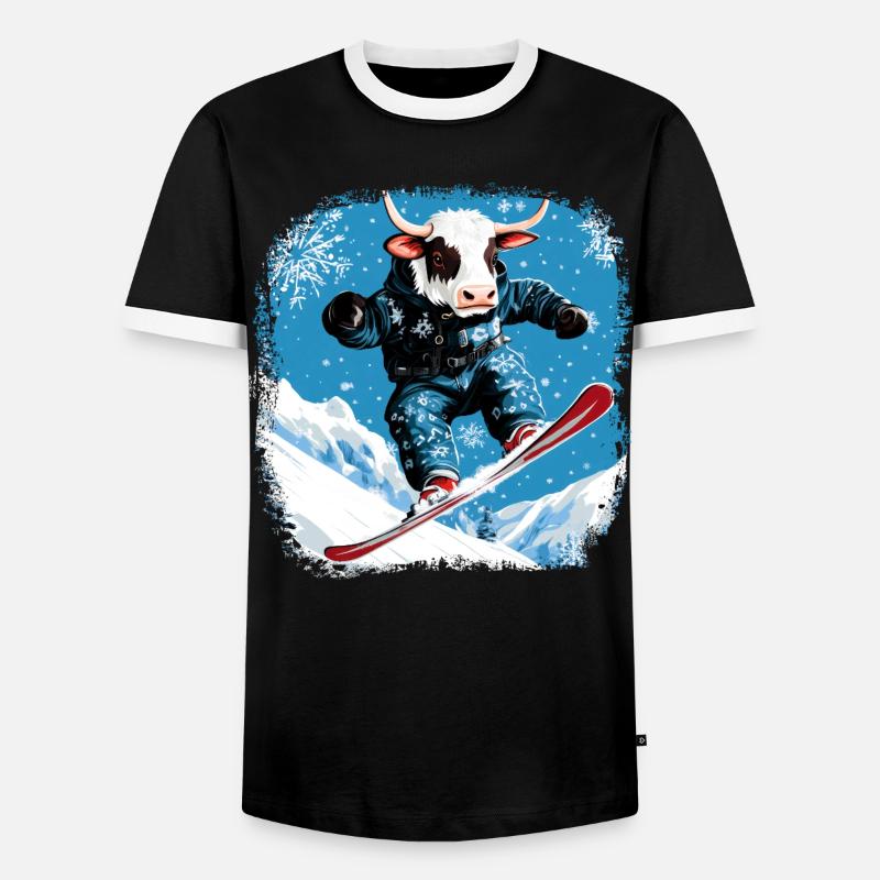 Snowboard cows - Men's Ringer Shirt - black/white