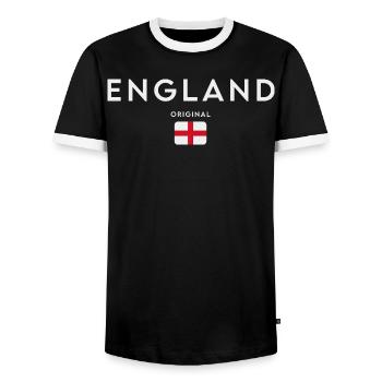 Flag of England, British pride - Men's Ringer Shirt - black/white - Front - AI Model Female 172 light (172cm) & AI Model Male 178 light (178cm)