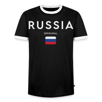 Drapeau de la Russie, fierté russe - T-shirt contrasté Homme - noir/blanc - Devant - AI Model Female 172 light (172cm) & AI Model Male 178 light (178cm)
