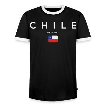 Drapeau du Chili, fierté chilienne - T-shirt contrasté Homme - noir/blanc - Devant - AI Model Female 172 light (172cm) & AI Model Male 178 light (178cm)