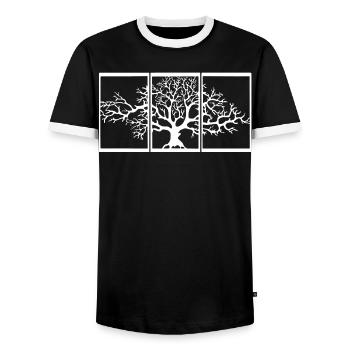 Nature View (White) - Men's Ringer Shirt - black/white - Front - AI Model Female 172 light (172cm) & AI Model Male 178 light (178cm)