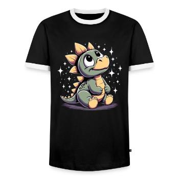 Stegosaurus Stego Baby Babydino Star Gift - Men's Ringer Shirt - black/white - Front - AI Model Female 172 light (172cm) & AI Model Male 178 light (178cm)