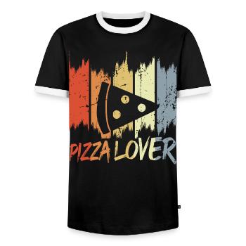 Vintage Pizza Lover - Men's Ringer Shirt - black/white - Front - AI Model Female 172 light (172cm) & AI Model Male 178 light (178cm)