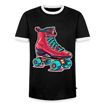Roller Skates Graphic - Men's Ringer Shirt - black/white - Front - AI Model Female 172 light (172cm) & AI Model Male 178 light (178cm)