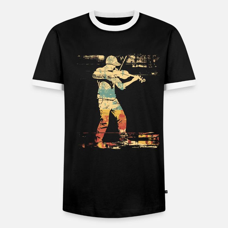 Geige Comic-Stil - Männer Kontrast-T-Shirt - Schwarz/Weiß