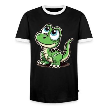 T-Rex Baby Babydino Cute Look Gift - Men's Ringer Shirt - black/white - Front - AI Model Female 172 light (172cm) & AI Model Male 178 light (178cm)