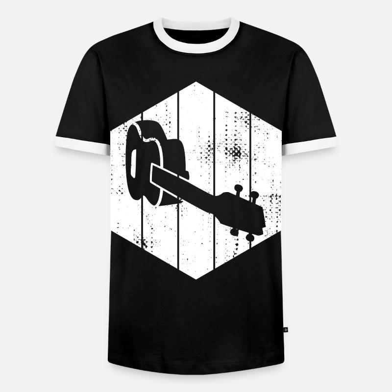 Ukulele Drawing - Men's Ringer Shirt - black/white