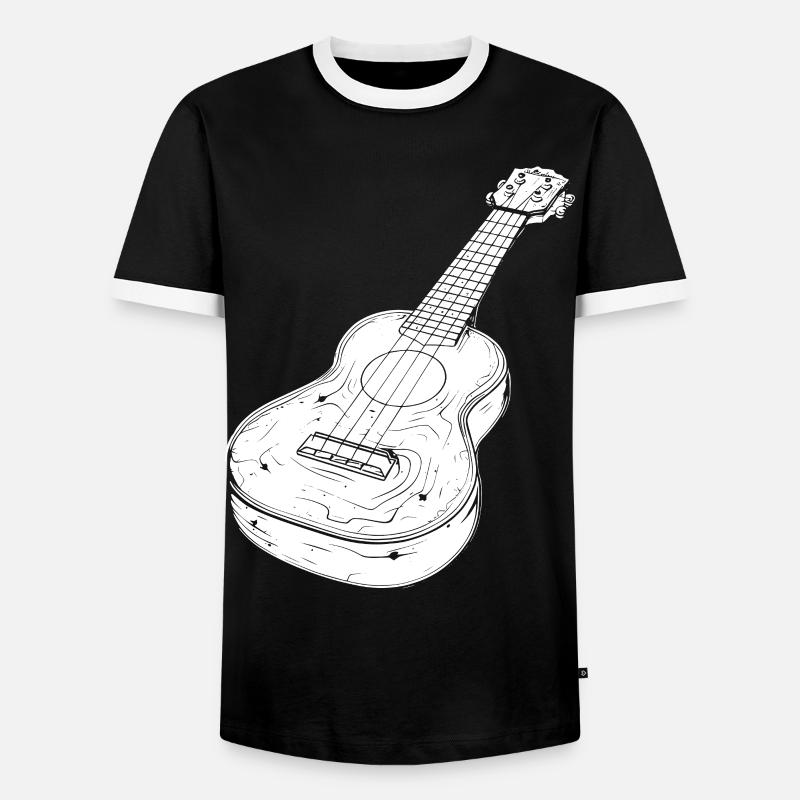 Ukulele Zeichnung - Männer Kontrast-T-Shirt - Schwarz/Weiß