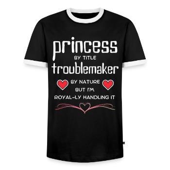 Princess TroubleMaker Tee - Men's Ringer Shirt - black/white - Front - AI Model Female 172 light (172cm) & AI Model Male 178 light (178cm)