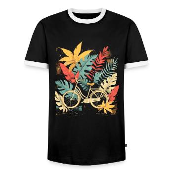Fahrrad Cartoon Look - Männer Kontrast-T-Shirt - Schwarz/Weiß - Vorne - AI Model Female 172 light (172cm) & AI Model Male 178 light (178cm)