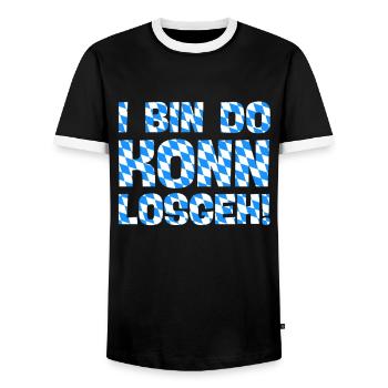 bin da kann losgehen lustiger bayrischer spruch - Männer Kontrast-T-Shirt - Schwarz/Weiß - Vorne - AI Model Female 172 light (172cm) & AI Model Male 178 light (178cm)