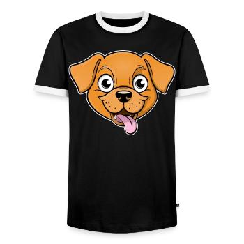Fröhliches Bild eines Hundekopfes - Männer Kontrast-T-Shirt - Schwarz/Weiß - Vorne - AI Model Female 172 light (172cm) & AI Model Male 178 light (178cm)