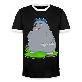 Atelier de clé mécanique Mole - T-shirt contrasté Homme - noir/blanc - Devant - AI Model Female 172 light (172cm) & AI Model Male 178 light (178cm)