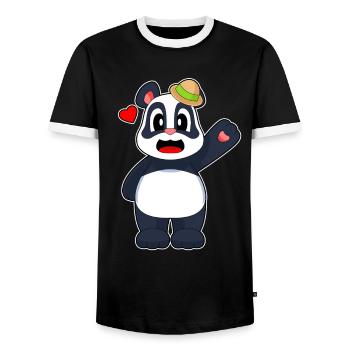 Panda Hut - Männer Kontrast-T-Shirt - Schwarz/Weiß - Vorne - AI Model Female 172 light (172cm) & AI Model Male 178 light (178cm)