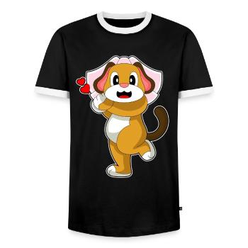 Hund Braut Schleier Hochzeit - Männer Kontrast-T-Shirt - Schwarz/Weiß - Vorne - AI Model Female 172 light (172cm) & AI Model Male 178 light (178cm)