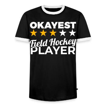 Joueur de hockey moyen - T-shirt contrasté Homme - noir/blanc - Devant - AI Model Female 172 light (172cm) & AI Model Male 178 light (178cm)